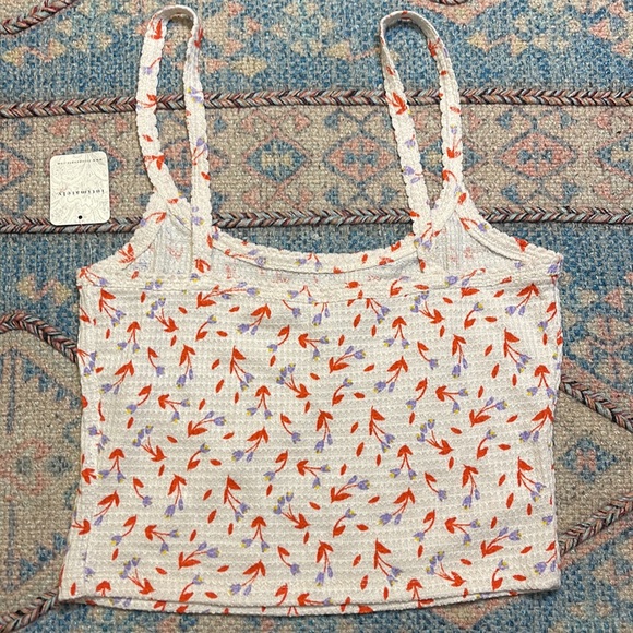Intimately Free People NWT Crop top Waffle knit fabric spaghetti straps size M - Picture 3 of 3